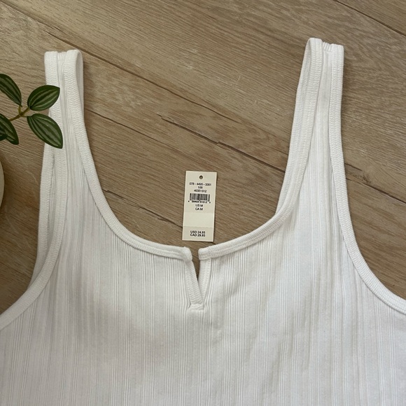 Aerie Notch Neck Cropped Tank Top White - Picture 4 of 7